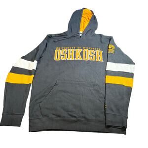 Champion U of Wisconsin OshKosh vintage hoodie with embroidered letters. Size L